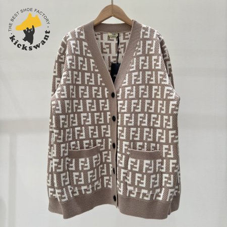 Fendi Knitting Cardigan Sweater Brown