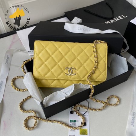 Chanel Classic Wallet On Chain Patent Lambskin & Gold-Tone Metal Yellow