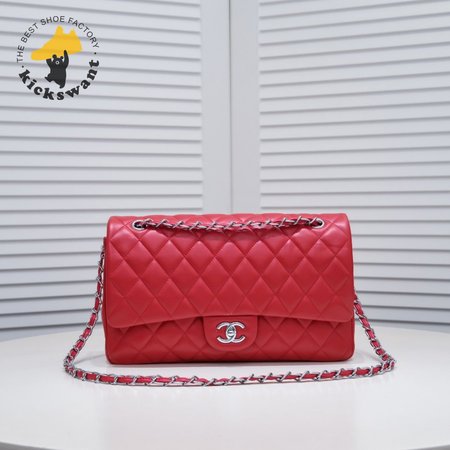 Chanel Classic Double Flap Quilted Jumbo Calfskin Red