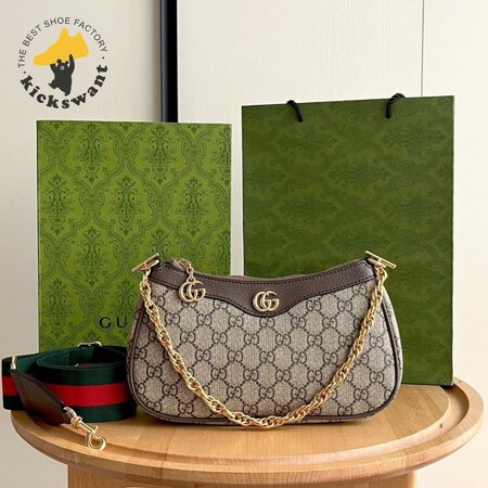 Gucci Ophidia Gg Small Handbag Beige And Ebony Gg Supreme Canvas