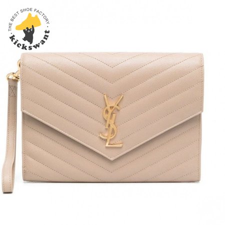 Saint Laurent Cassandre Matelasse Flap Pouch In Quilted Grain De Poudre Embossed Leather