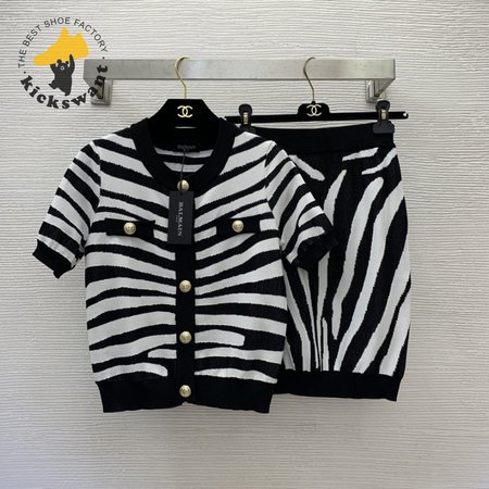 Chanel Zebra-print Knitted Two-piece Suit