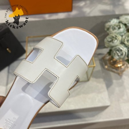 Hermes Oran Sandal Blanc Box Calfskin Leather