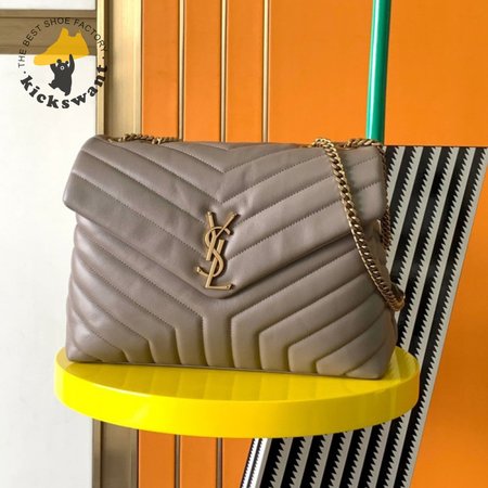 Saint Laurent Loulou Small Quilted Leather Shoulder Bag In Taupe