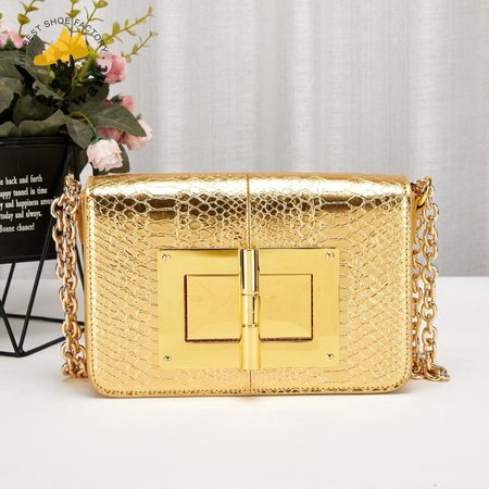 Tom Ford Women's Natural Medium Natalia Metallic Python Shoulder Bag