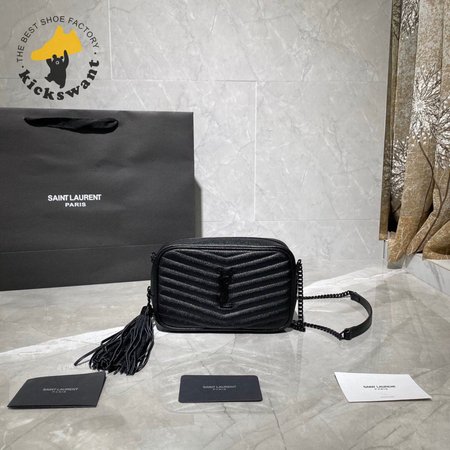 Saint Laurent Lou Mini Bag In Quilted Grain De Poudre Embossed Leather