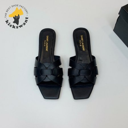 Saint Laurent Tribute Mules In Smooth Leather Sandal