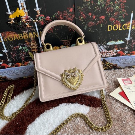 Dolce & Gabbana Small Smooth Calfskin Devotion Bag Pink