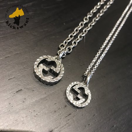 Gucci Interlocking G Sterling Silver Large Pendant Chain Link Necklace