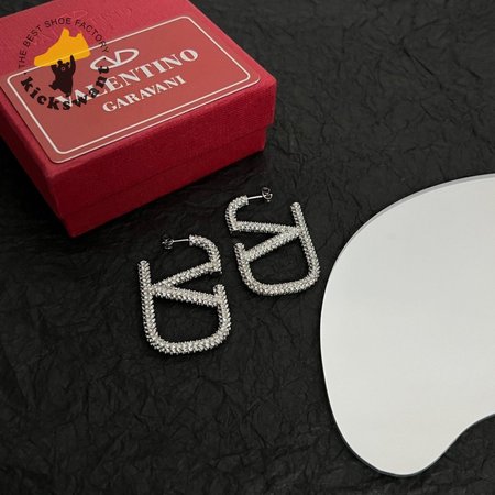 Valentino Garavani V Logo Silver-tone Crystal Earrings Women