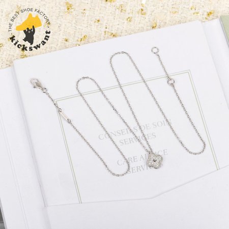 Van Cleef & Arpels 18k White Gold Diamond Pure Alhambra Necklace