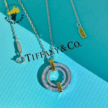 Tiffany Edge Circle Pendant in Platinum and Yellow Gold with Diamonds Large