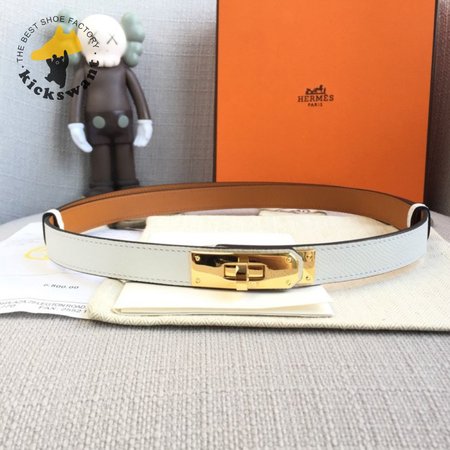 Hermes Kelly Belt (Stamp A) White Epsom Leather Rose Gold Hardware