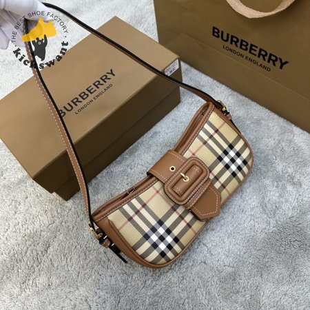 Burberry Women's White Leather-trimmed Checked Coated-canvas Shoulder Bag