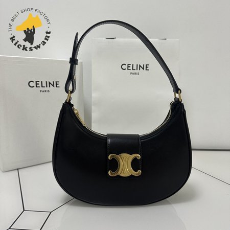 Celine Ava Triomphe Bag In Smooth Calf Leather Black