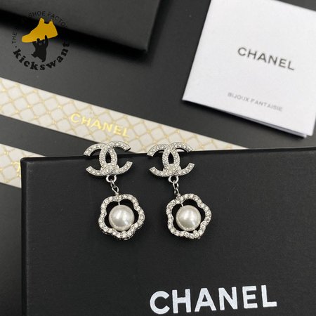Chanel Pearl Silver Earrings
