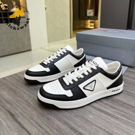 Prada Downtown Low Top Sneakers Leather White Black