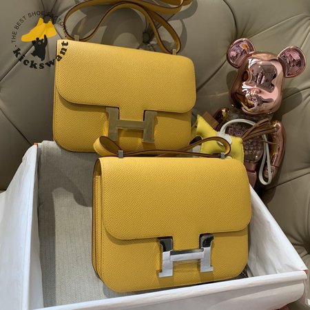Hermes Constance 18 Jaune Ambre Verso Evercolor Palladium Hardware