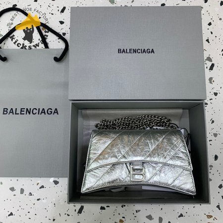 Balenciaga Crush Quilted Metallic Chain Shoulder Bag