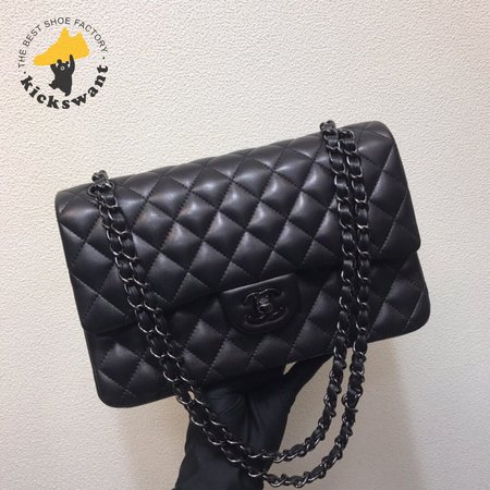 Chanel Classic Handbag Pearly Lambskin & Black-tone Metal Black