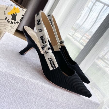 Dior J'adior Slingback Pumps In Black Technical Fabric