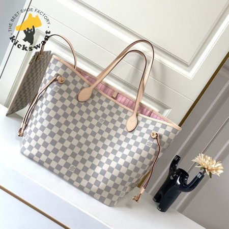 Neverfull Damier Azur GM Rose Ballerina Lining
