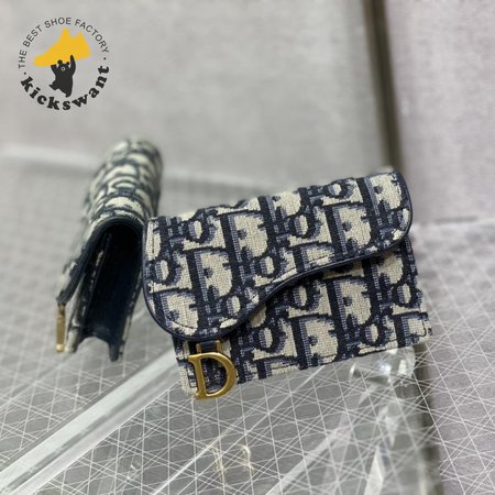 Dior Oblique Saddle Lotus Wallet Blue