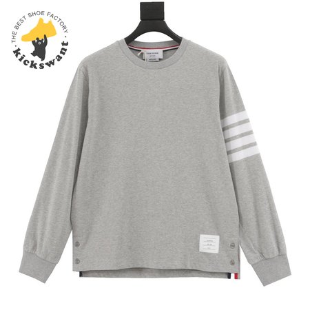 Thom Browne L/S Rugby Tee - Light Grey