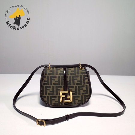Fendi C Mon Small Brown FF Jacquard Fabric Bag