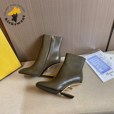 Fendi First Black Nappa Leather High Heel Ankle Boots