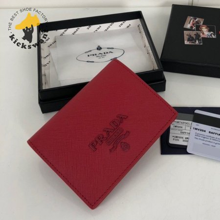 Prada Small Saffiano Leather Wallet Red 1MV204