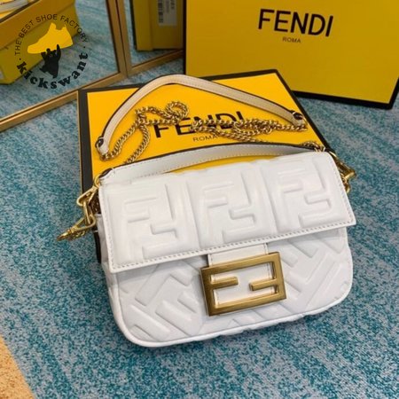Fendi Baguette Mini White Leather Bag 8BS017A72VF15AO
