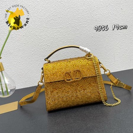 Valentino Mini Vsling Handbag With Rhinestones Gold