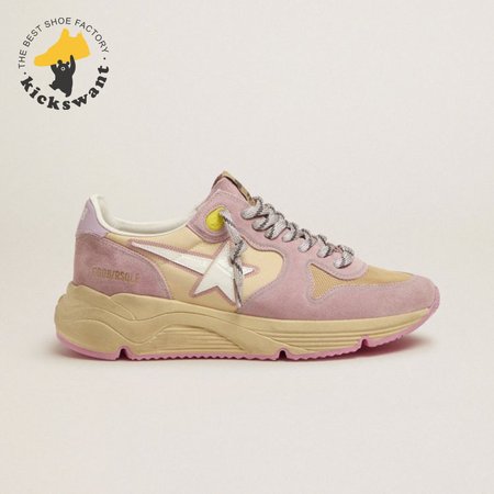 Pastel Pink Running Sole Sneakers With White Star
