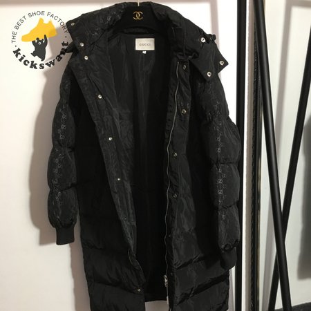 Gucci Double G Letter Print Long-Sleeved Hooded Cotton Padded Coat Jacket