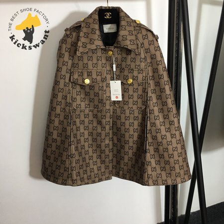 Gucci Double G Letter Print Woolen Cape Coat