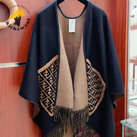 Fendi cloak Cashmere and Wool-blend Poncho Shawl