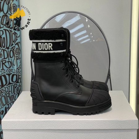 Dior D-Major Ankle Boot Black Calfskin and Lambskin Wool 35-41