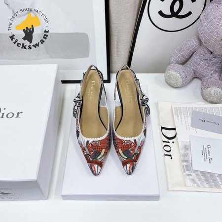 Dior J'Adior Slingback Pump White Multicolor Dior Jardin d'Hiver Embroidered Cotton 35-39