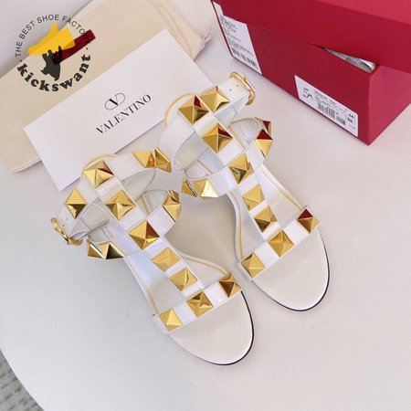 Valentino Roman Stud Calfskin Sandal 100mm White 35-39