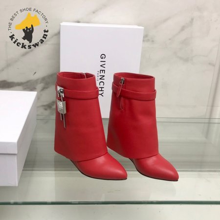 Givenchy Shark Lock Boots In Leather Red 35-39